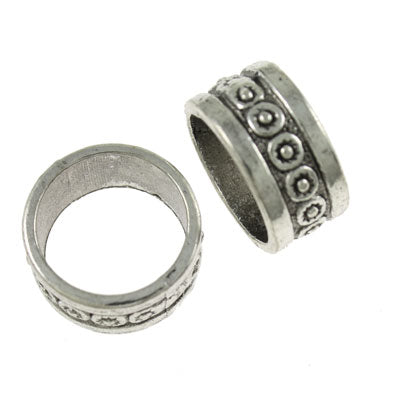 17 X 9 MM SILVER LARGE HOLE BEAD - 4 PCS