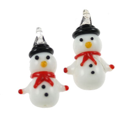 snowman 25 x 18 mm glass - 1 pcs