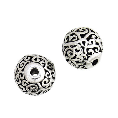 10 MM SILVER METAL BEADS - 4 PCS