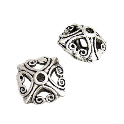 12 X 10 MM SILVER METAL BEADS - 6 PCS