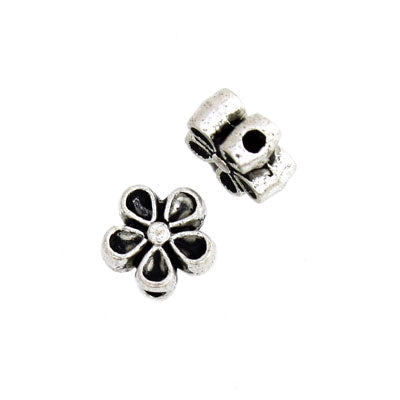 6 MM SILVER FLOWER BEADS - 40 PCS