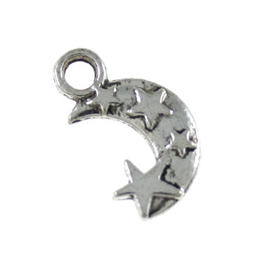 MOON CHARM 18 MM SILVER - 12 PCS