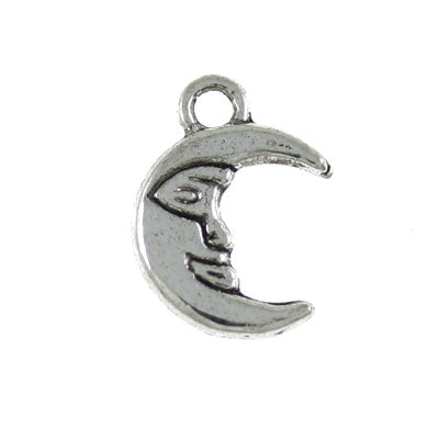 MOON FACE CHARM 16 MM SILVER - 30 PCS