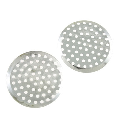 30 MM SILVER BROOCH SIEVE DISC - 30 PCS