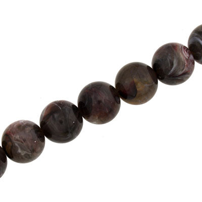 13 MM ROUND BEADS - DARK SWIRL - 23 PCS