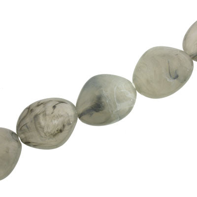 22 X 18 MM BEADS - GREY SWIRL - 14 PCS