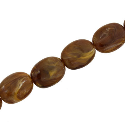 18 X 14 MM OVAL BEADS - CARAMEL SWIRL - 16 PCS