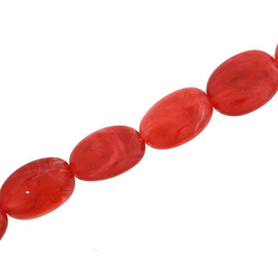 18 X 14 MM OVAL BEADS - STRAWBERRY SWIRL - 16 PCS