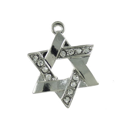 STAR DIAMANTE CHARM 30 MM SILVER -2 PC