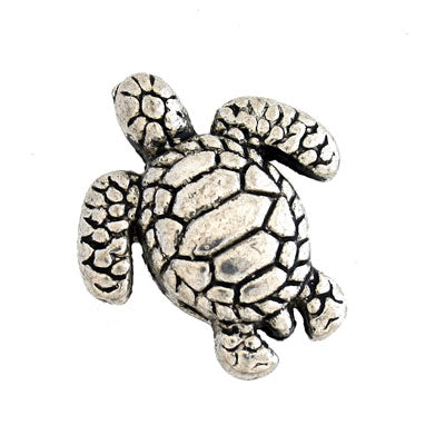 17 MM SILVER TURTLE BEADS - 6 PCS