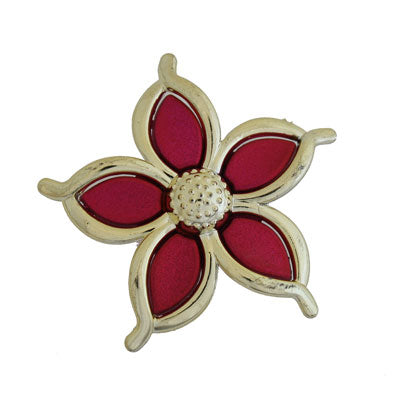 45 MM HOT PINK / GOLD 2 HOLE FLOWER SLIDER - 1 PC