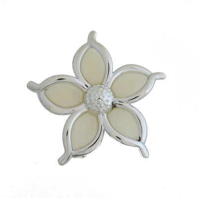 45 MM IVORY / SILVER 2 HOLE FLOWER SLIDER - 1 PC