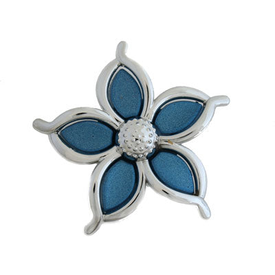 45 MM BLUE / SILVER 2 HOLE FLOWER SLIDER - 1 PC