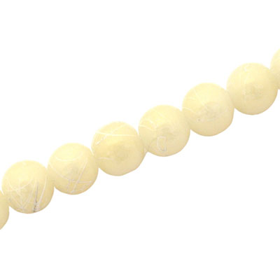 8 MM ROUND GLASS BEADS CREAM / WHITE SWIGGLE - 105 PCS