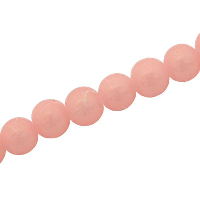 8 MM ROUND GLASS BEADS PINK / WHITE SWIGGLE - 105 PCS