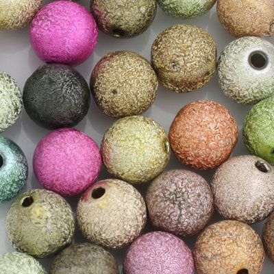 12 MM ROUND STARDUST BEADS MIX COLOURS - 16 PCS