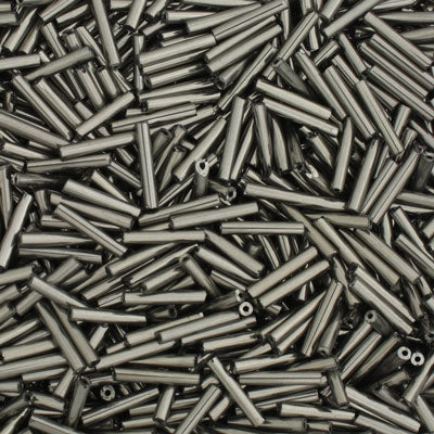 12 MM BUGLE BEADS - 100 G - HEMATITE
