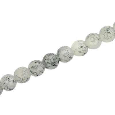 6 MM ROUND GLASS BEADS GREY WITH BLACK CRACKLE FINISH - 140 PCS