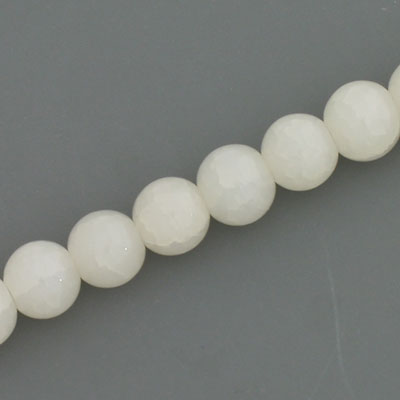 8 MM ROUND GLASS BEADS WHITE WITH WHITE CRACKLE FINISH - 105 PCS
