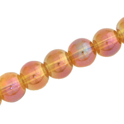 12 MM ROUND GLASS BEADS TANGERINE RAINBOW - 67 PCS