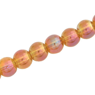 8 MM ROUND GLASS BEADS TANGERINE RAINBOW - 102 PCS