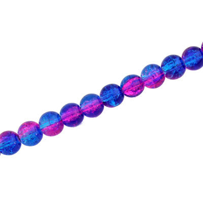 4 MM ROUND GLASS CRACKLE BEADS PINK / AQUA - 200 PCS