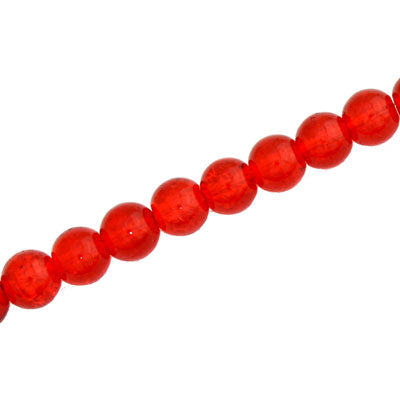6 MM ROUND GLASS CRACKLE BEADS RED - 130 PCS