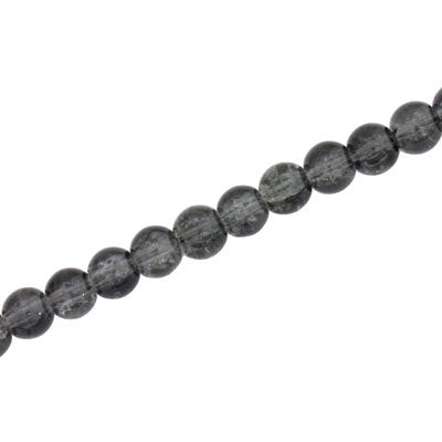 4 MM ROUND GLASS CRACKLE BEADS BLACK - 200 PCS