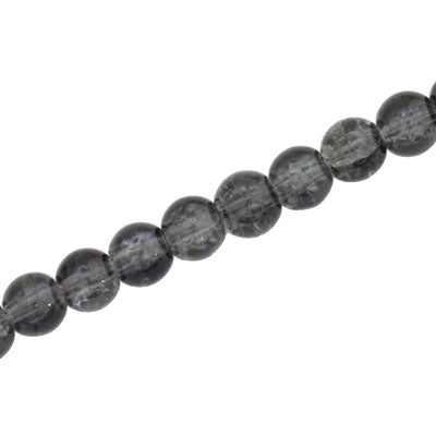 6 MM ROUND GLASS CRACKLE BEADS BLACK  - 130 PCS