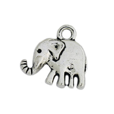 ELEPHANT CHARM 13 MM SILVER - 15 PCS