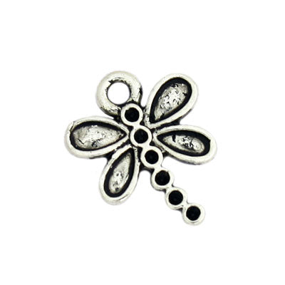 DRAGONFLY CHARM 14 MM SILVER - 24 PCS