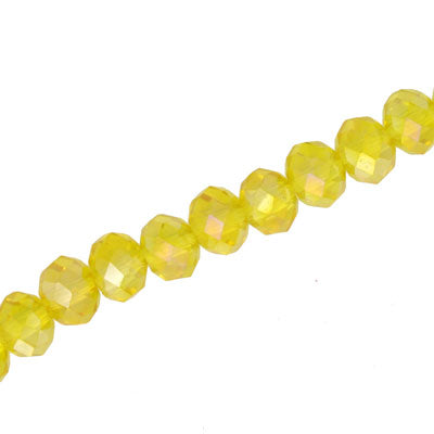 6 X 4 MM CRYSTAL RONDELLE BEADS YELLOW AB - APPROX 100 / PCS