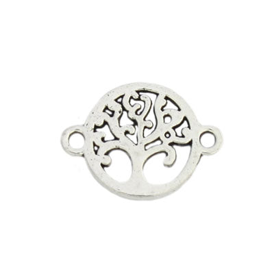 16 X 12 MM SILVER TREE OF LIFE CONNECTOR - 20 PCS