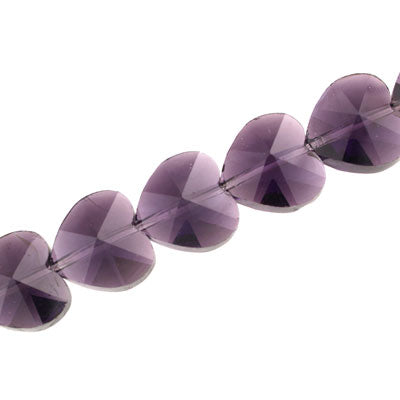 14 MM HEART AMETHYST - 16 PCS