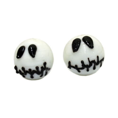 16 MM GLASS JACK SKELLINGTON HALLOWEEN BEAD - 1 PC