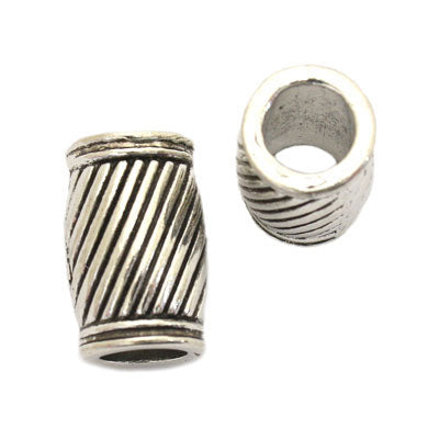 17 X 11 MM (7 MM HOLE) SILVER BEADS - 5 PCS