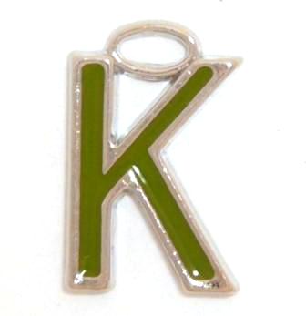 16mm K green enamel charm