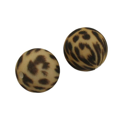 15 MM ROUND SILICONE BEADS LEOPARD PATTERN - 2 PCS