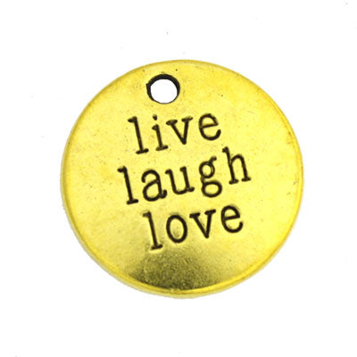 LIVE LAUGH LOVE CHARM 20 MM GOLD - 8 PCS