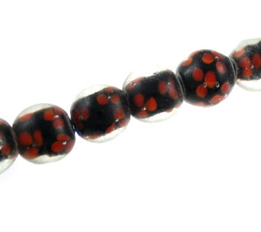 14mm round black with red dots 10pcs