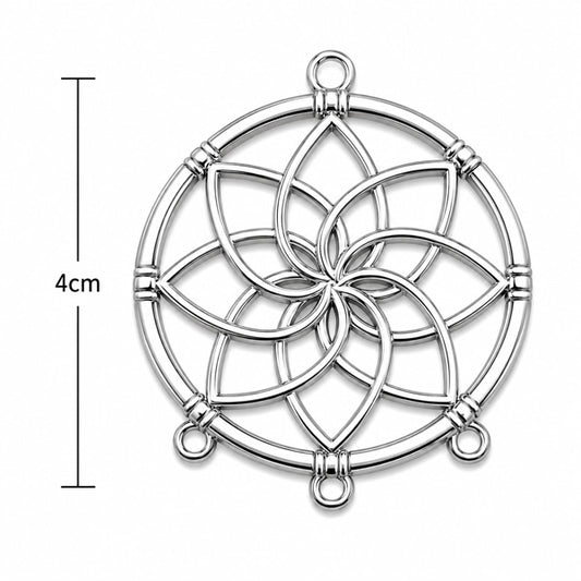 Lotus Silver Hanger Pendant 40mm - 1pc