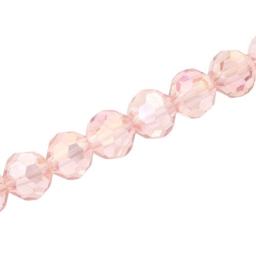 10 MM FACETED ROUND BEADS APPROX 72/PCS - LIGHT PINK AB