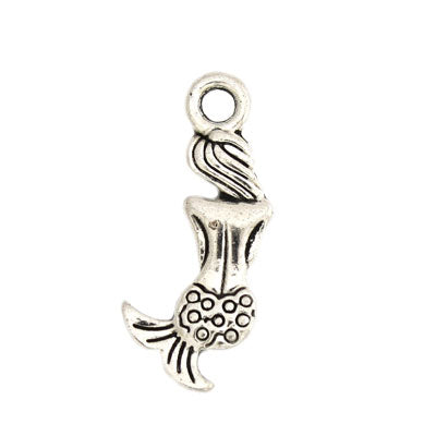 MERMAID CHARM 20 X 8 MM SILVER - 25 PCS