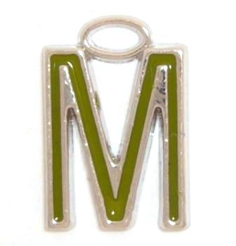 16mm M green enamel charm