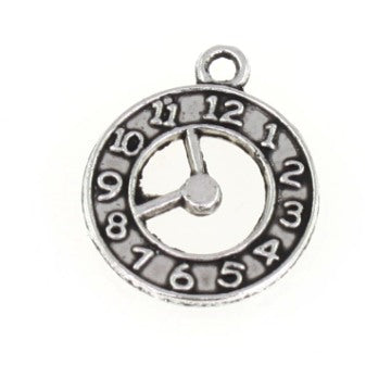 clock charm 21 mm silver - 10 pcs