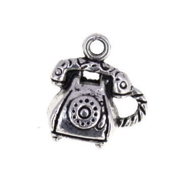 phone charm 15 mm silver - 8 pcs