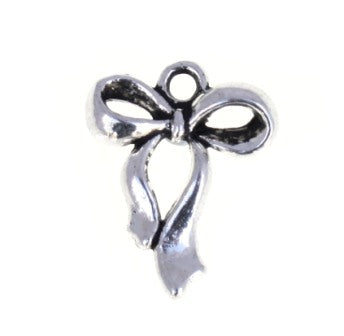 Bow charm 22 mm silver - 8 pcs