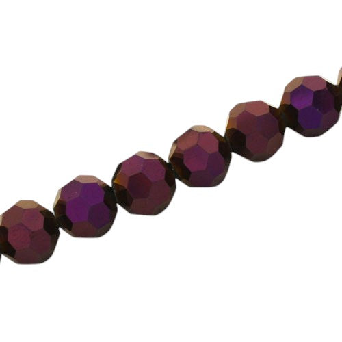 10 MM FACETED ROUND BEADS APPROX 72/PCS - METALLIC PLUM