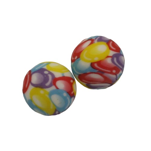 15 MM ROUND SILICONE BEADS MULTI-COLOUR BALLOONS - 2 PCS
