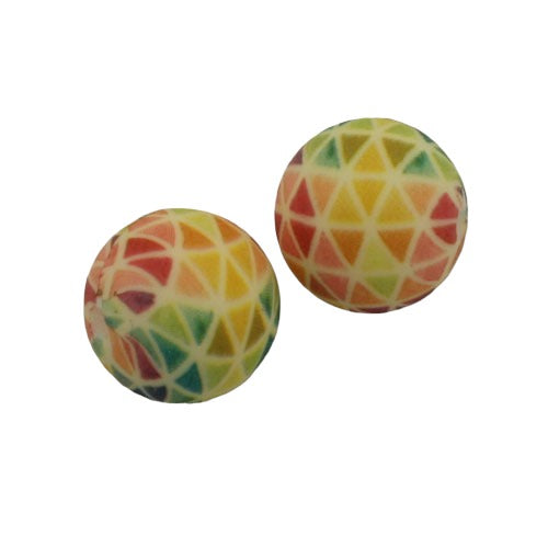 15 MM ROUND SILICONE BEADS RAINBOW TRIANGLES- 2 PCS